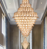 Extra Large Luxury Multi-tier Gold Pendant Glass Chandelier for Stairs/Large High-ceiling Room