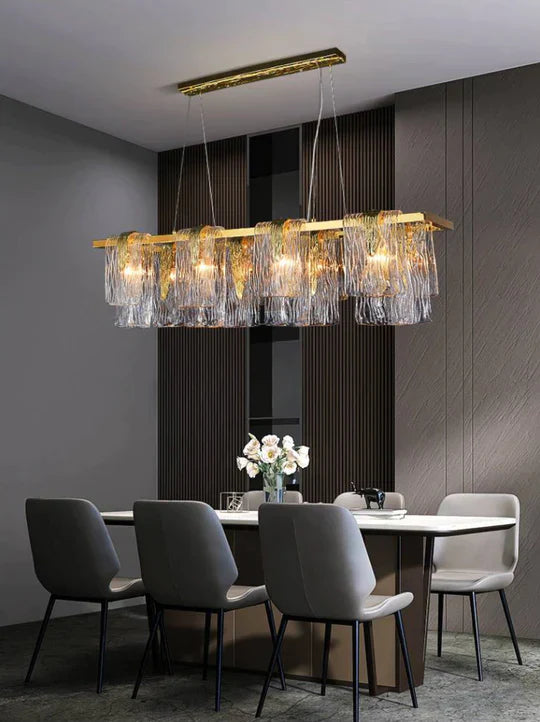 Light Luxury Irregular Glass Slice Chandelier Suit in Brass Finish for Living Room/ Ding Room/ Bedroom