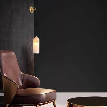 Louise Modern Alabaster Wall Sconce with Brass Finish