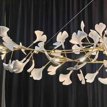 Ginkgo Leaf Ceramics Large Chandelier 110'' 118'' 157''H
