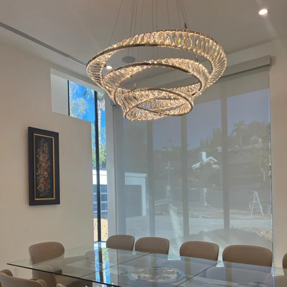 1/2/3-Ring Crystal Chandelier for Luxury Living/ Dining Room/Bedroom