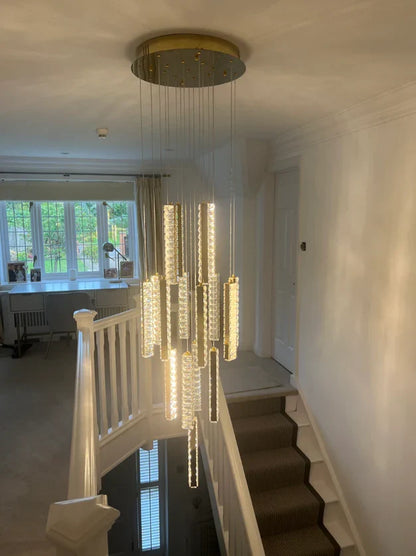 Extra Large Modern Spiral Crystal Ceiling Light Decoration for Staircase/ High Ceiling Living Room/ Hotel Lobby/ Hallway
