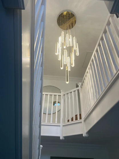 Extra Large Modern Spiral Crystal Ceiling Light Decoration for Staircase/ High Ceiling Living Room/ Hotel Lobby/ Hallway