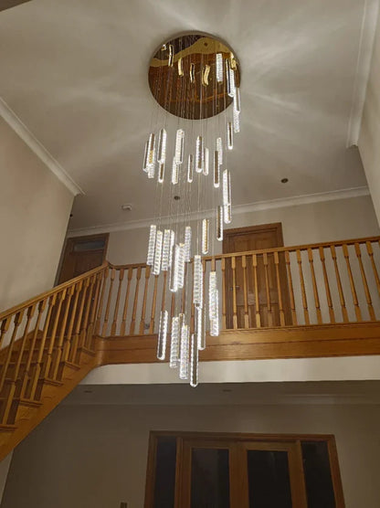 Extra Large Modern Spiral Crystal Ceiling Light Decoration for Staircase/ High Ceiling Living Room/ Hotel Lobby/ Hallway