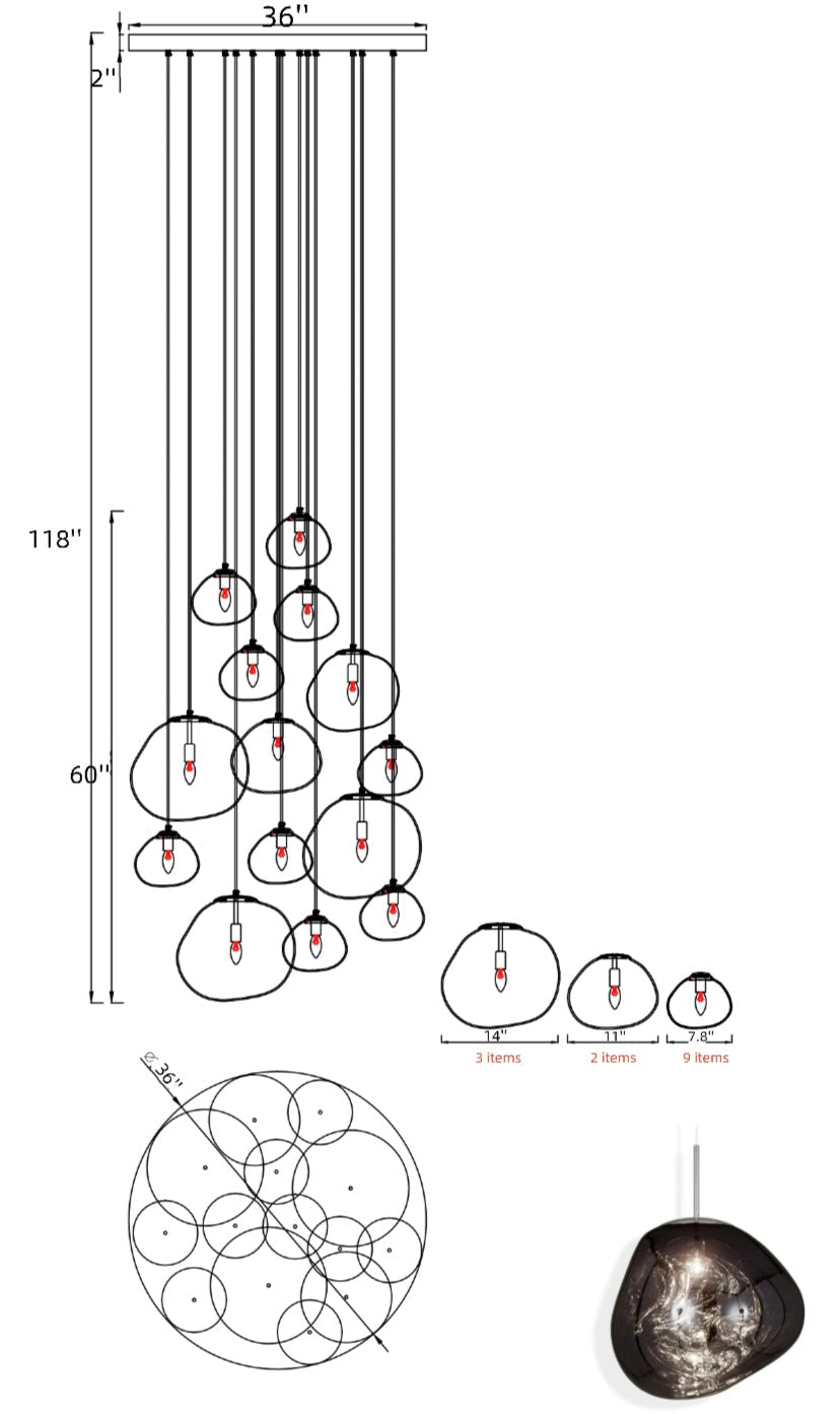 Lava Chandelier Villa Loft Duplex Stairwell Pendant Light