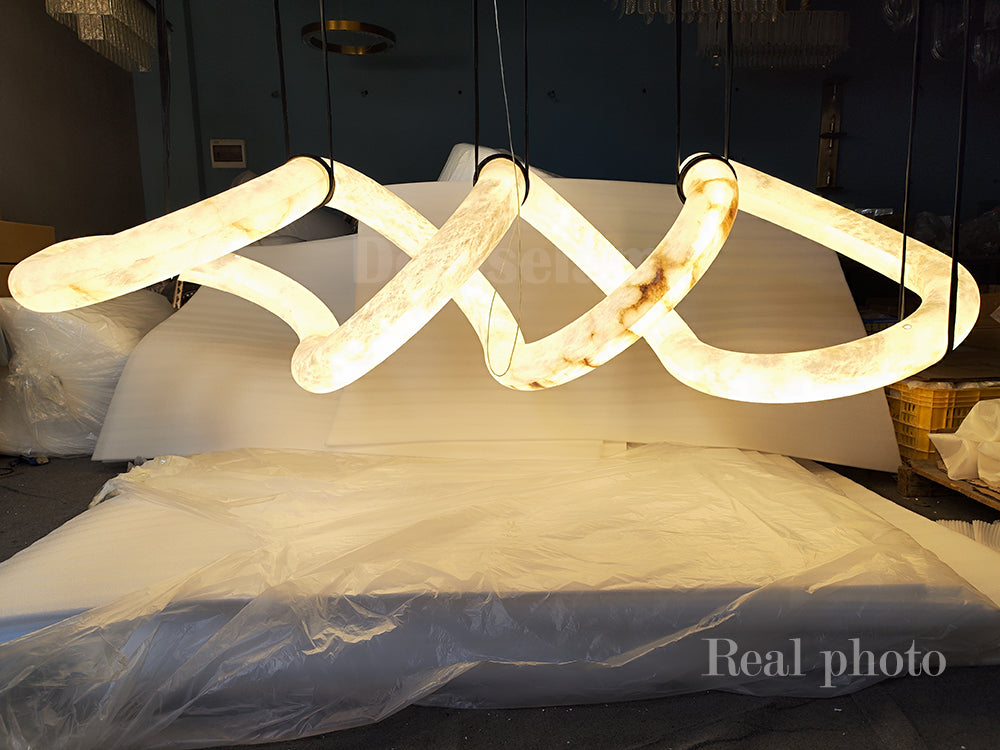 Denise Scarlett Designer Alabaster Pendant Light, Modern Luxury Inspired Lamp