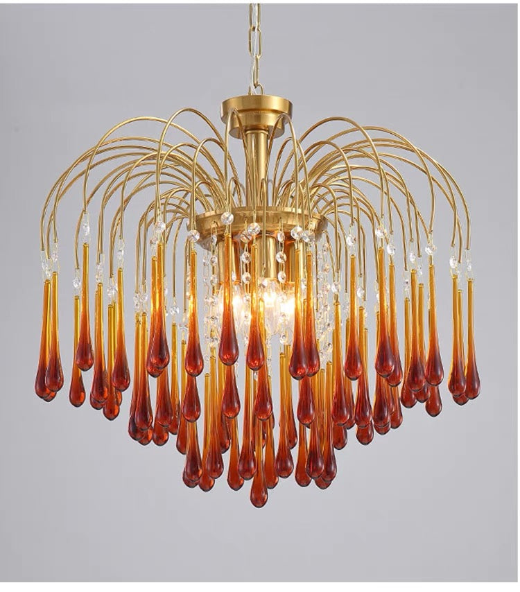 Vintage – Murano Teardrops Chandelier – 70s – Pink prisms