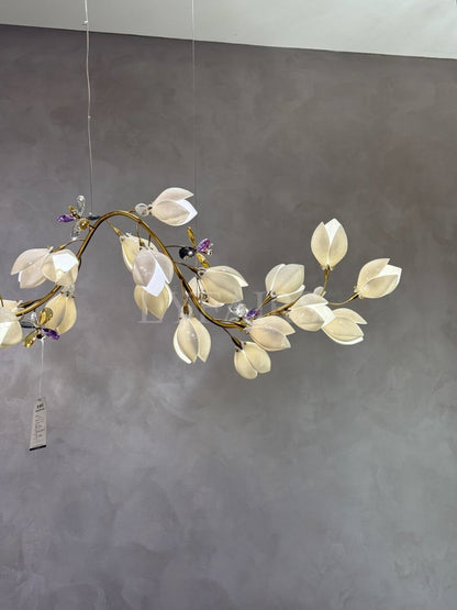 Art Design Creative Ceramic Magnolia Ring/Linear Chandelier for Bedroom/Living Room/Dining Room/Kitchen Island