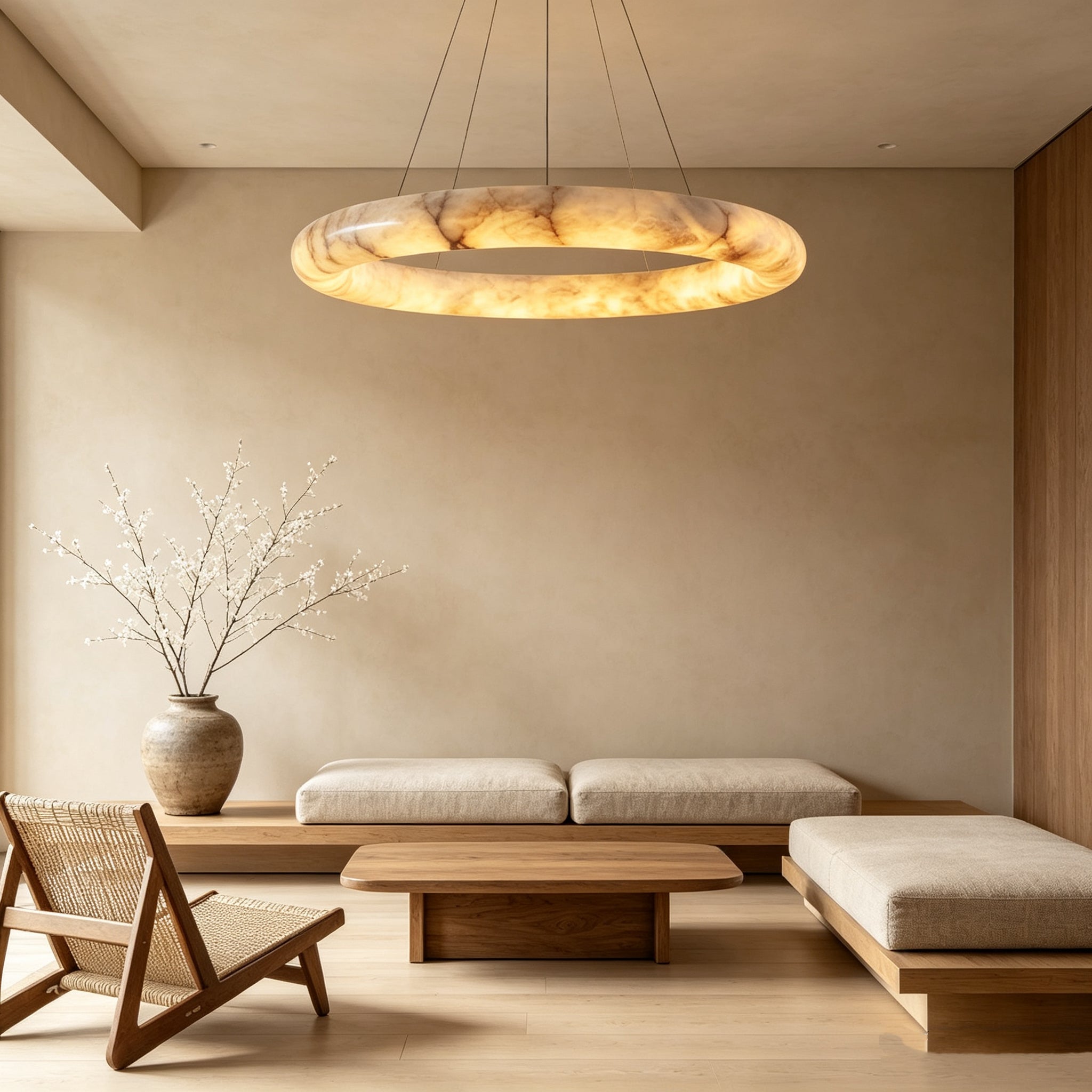 Halima Halo Alabaster Chandelier