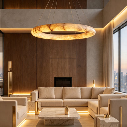 Halima Halo Alabaster Chandelier
