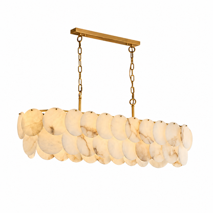 Dining Room Linear Chandelier | French Art Deco Spanish Alabaster | Valencia