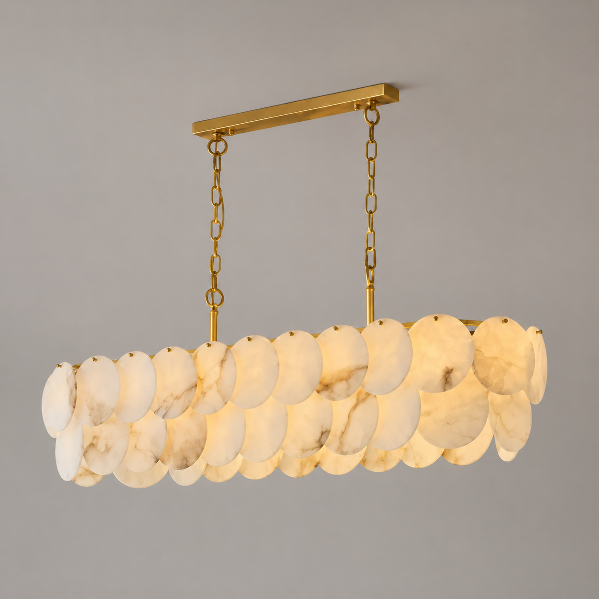 Dining Room Linear Chandelier | French Art Deco Spanish Alabaster | Valencia