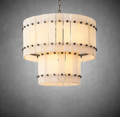 Marcus Alabaster Round Tiered Chandelier
