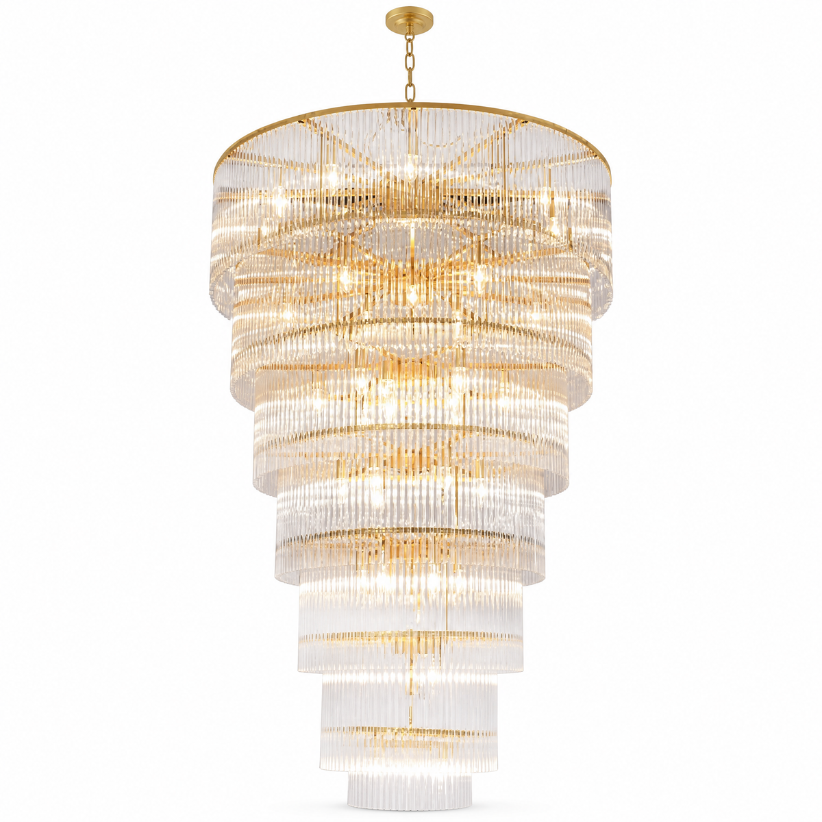 Seven-Tier Striped Column Staircase Chandelier 990 - Gold