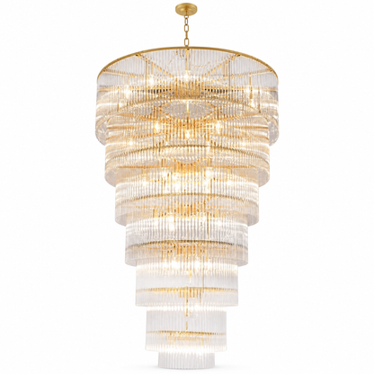 Seven-Tier Striped Column Staircase Chandelier 990 - Gold