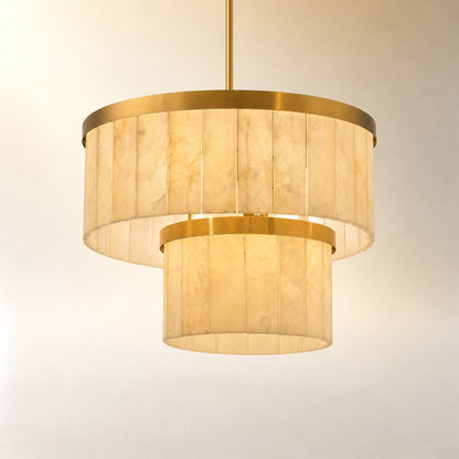 24" 2-Tier Alabaster Round Chandelier - Gold