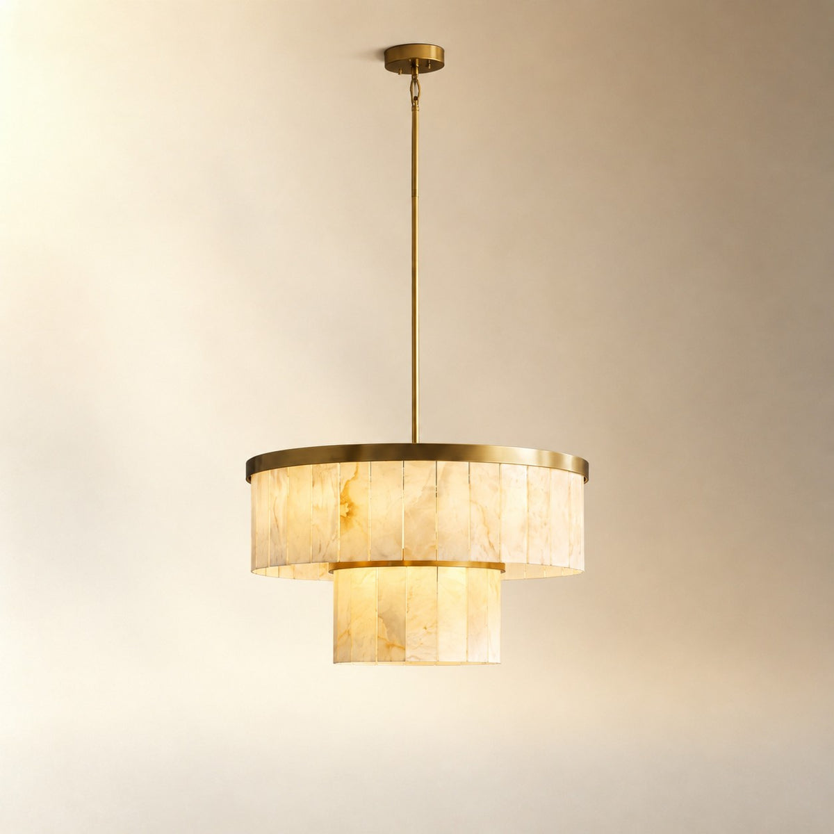 24" 2-Tier Alabaster Round Chandelier - Gold