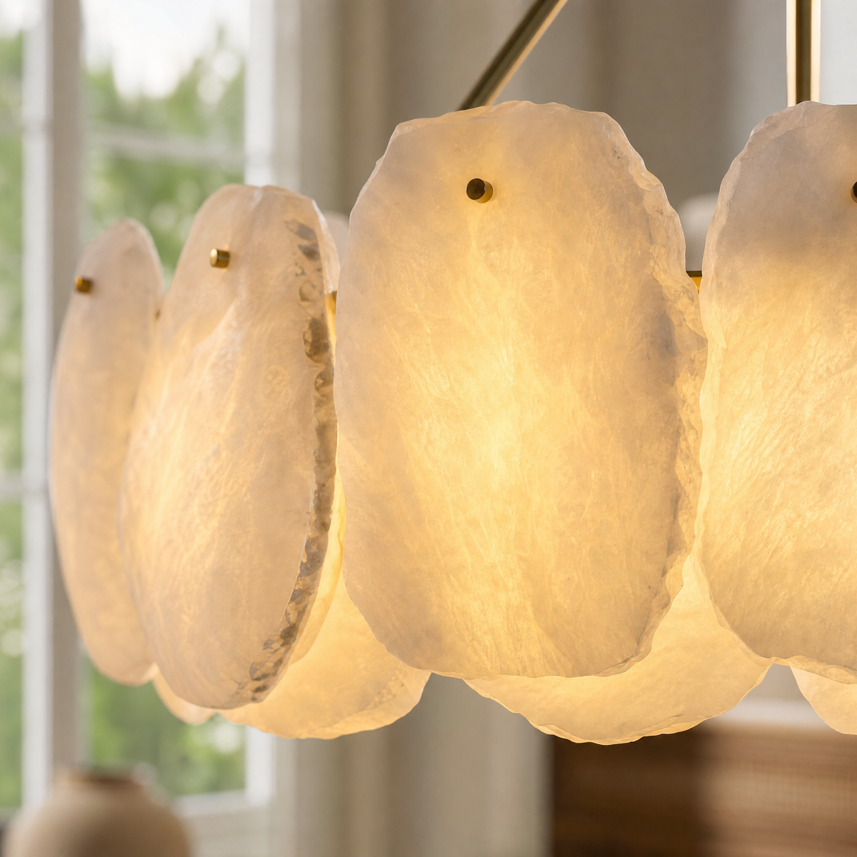 24" Alabaster Round Chandelier