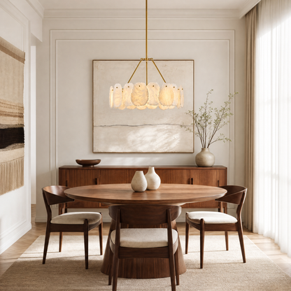 24" Alabaster Round Chandelier