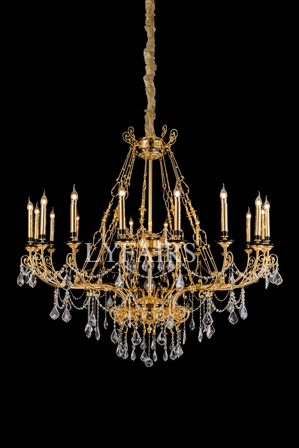 Baroque Silver/24K Gold Color Candle Light Crystal Chandelier