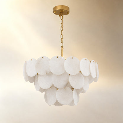 26" Natural Alabaster Round Chandelier