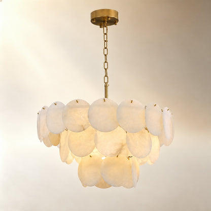 26" Natural Alabaster Round Chandelier
