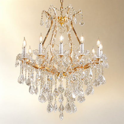 28.3" 12-Light Maria Theresa Crystal Chandelier - Gold