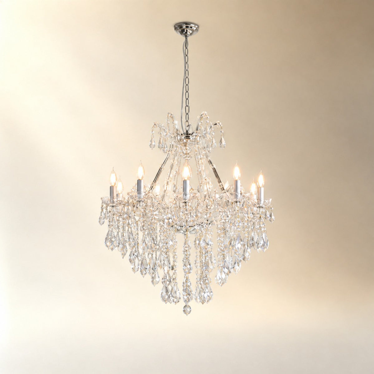 28.3" 12-Light Maria Theresa Crystal Chandelier - Silver