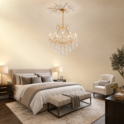 28.3" 12-Light Maria Theresa Crystal Chandelier - Gold