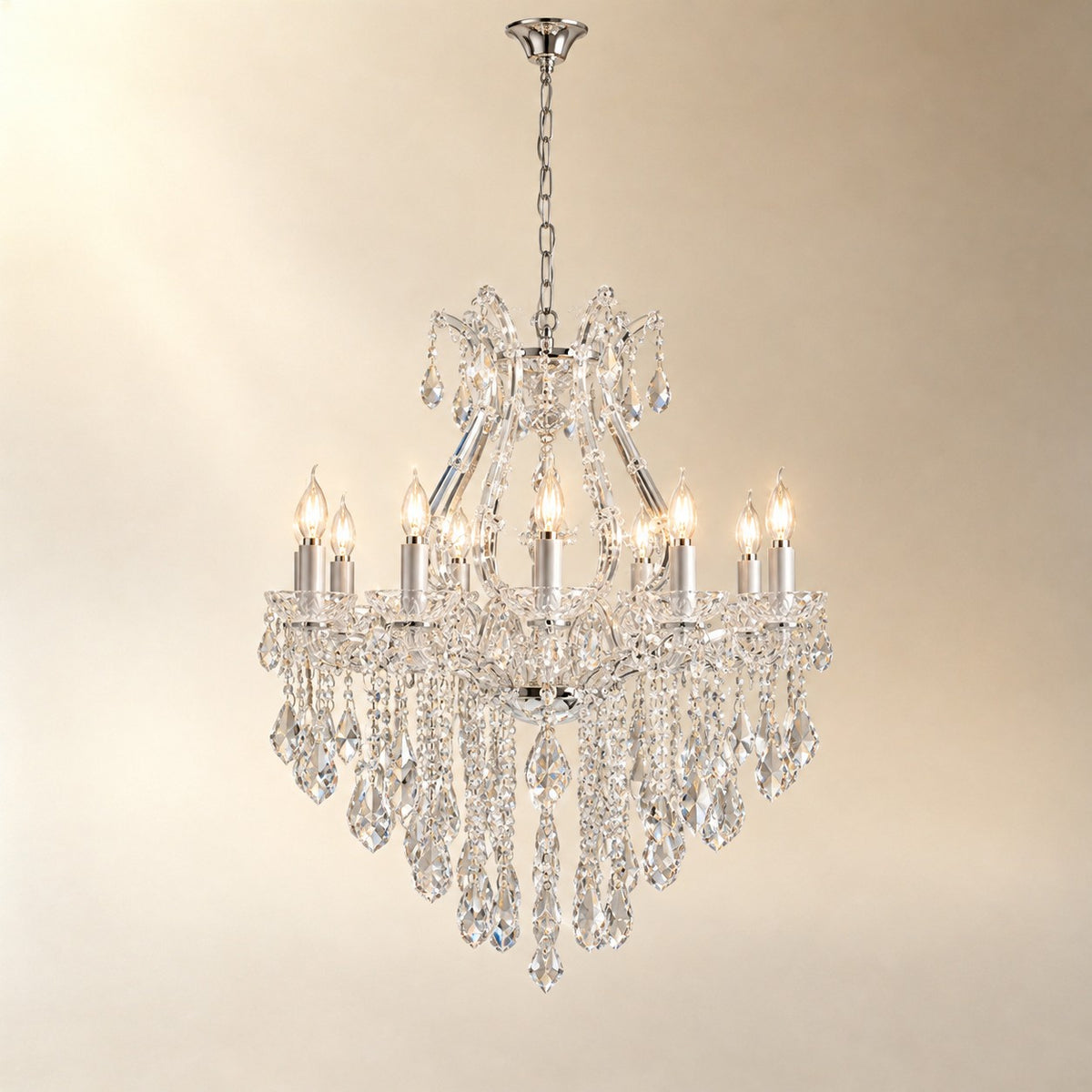 28.3" 12-Light Maria Theresa Crystal Chandelier - Silver