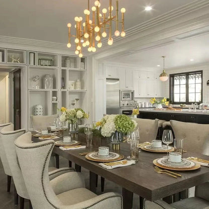 Post Modern Bamboo Style Linear Chandelier For Living Room God Iron Design Dining Table Ceiling Light