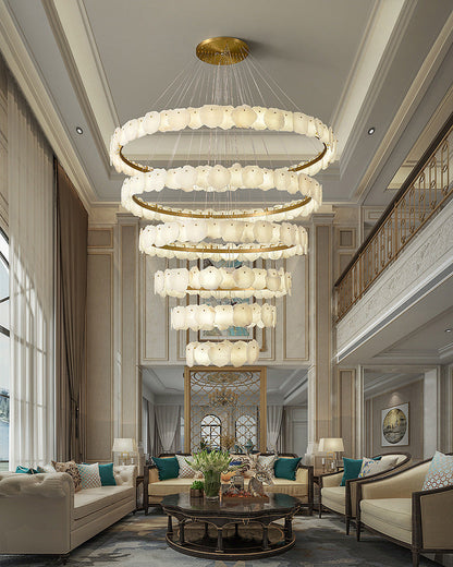 JC Tiered Circular Alabaster Chandelier