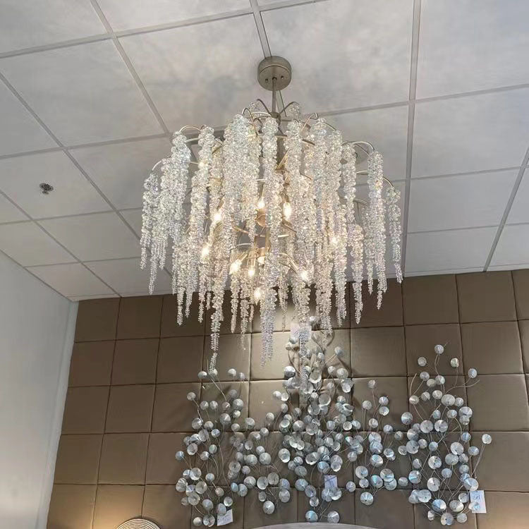 Light Luxury Elegant Sliver Flower Branch Chandelier For Living/Dinning/Bedroom Room/Hallway