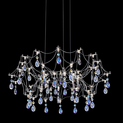 Shimmering Dreamcatcher Crystal Chandelier with Cascading Colorful Firefly-like Crystals