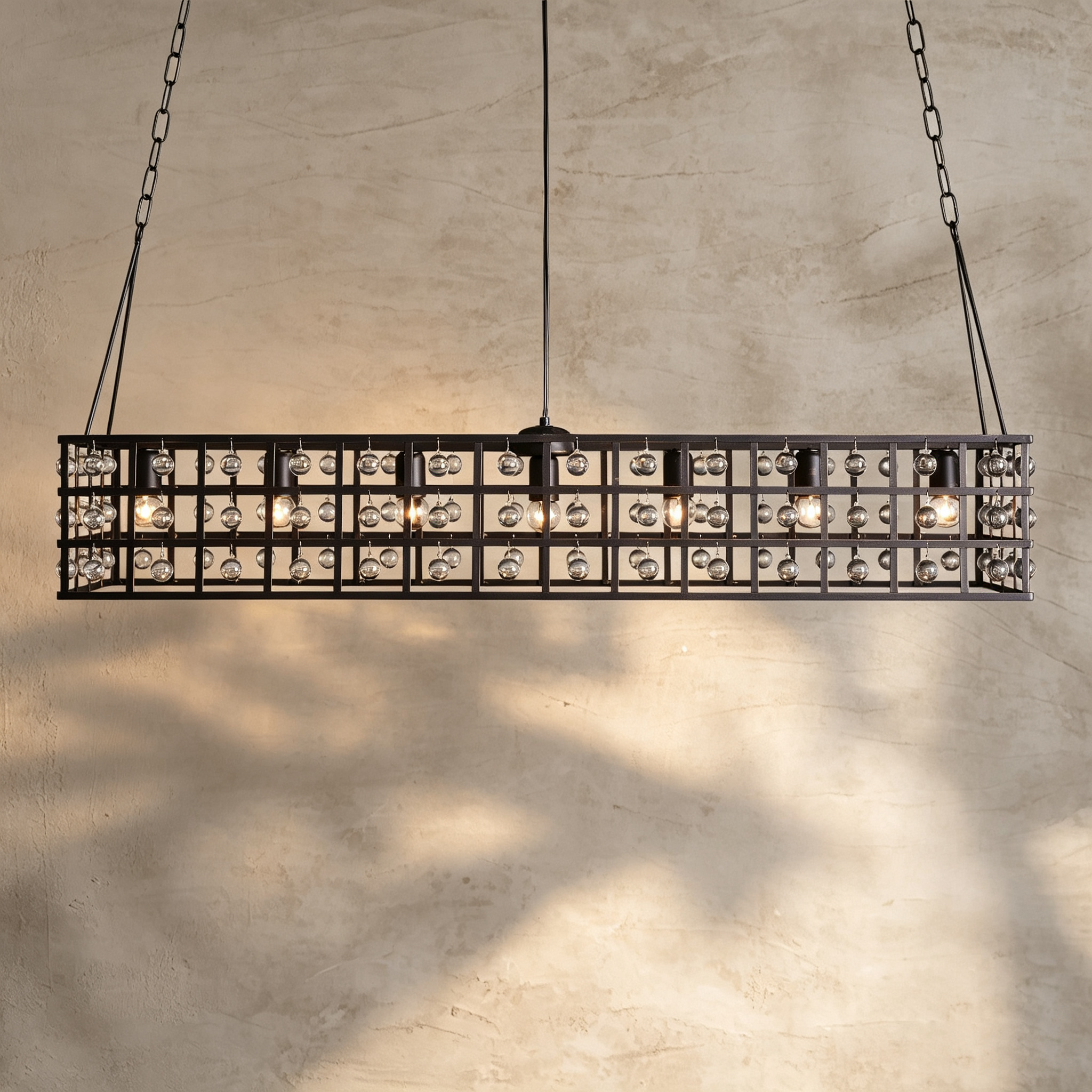 La Cage Rectangular Chandelier 7 Light