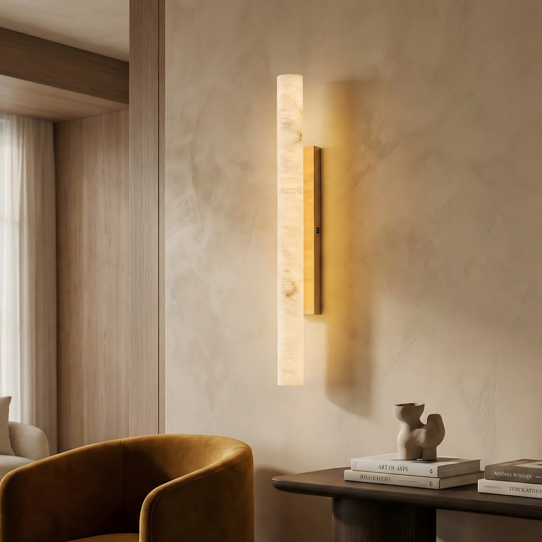 Solid Alabaster Grand Sconce