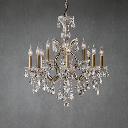 19th C. Rochelle Iron & Crystal Round Chandelier 28"