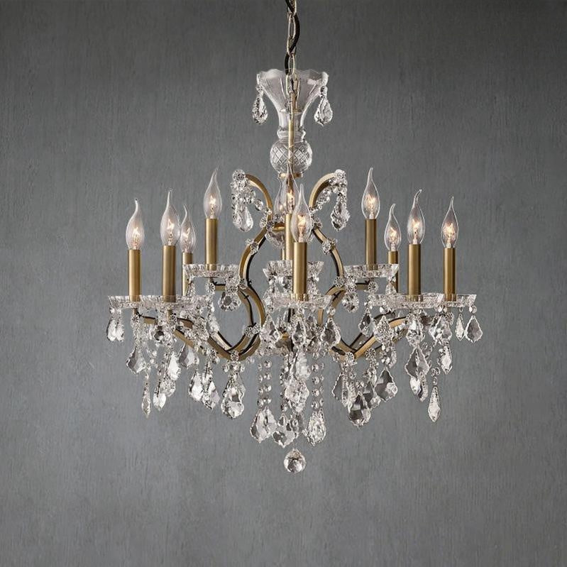 19th C. Rochelle Iron & Crystal Round Chandelier 28"