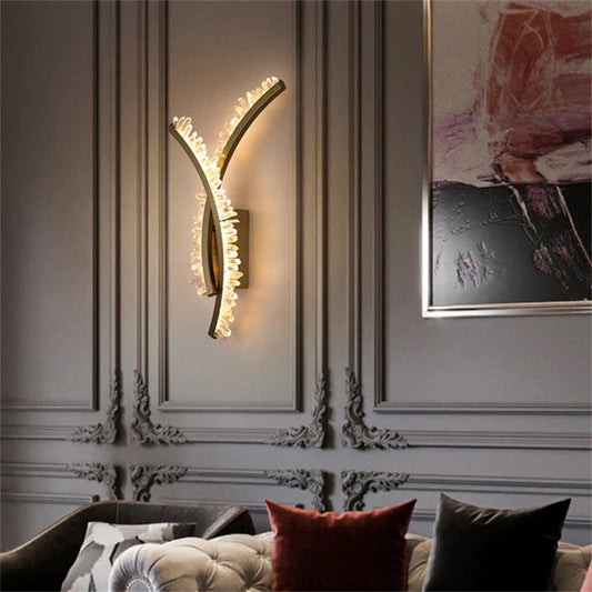 Deirdra Modern Rock Crystal Wall Sconce For Bedroom Wall Sconce J-CHANDELIER   