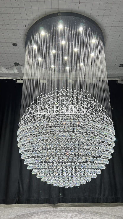 Modern Ball Crystal Raindrop Chandelier for Living Room/Staircase/Foyer