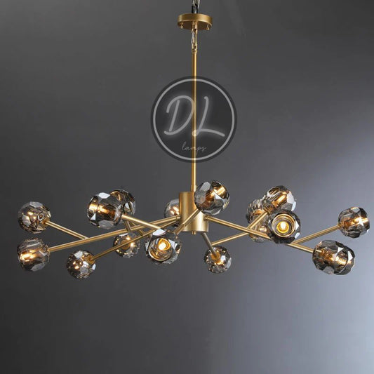 Dawn- Modern Design Niche Unique Hexagonal Crystal Chandelier-Lacquered Brass