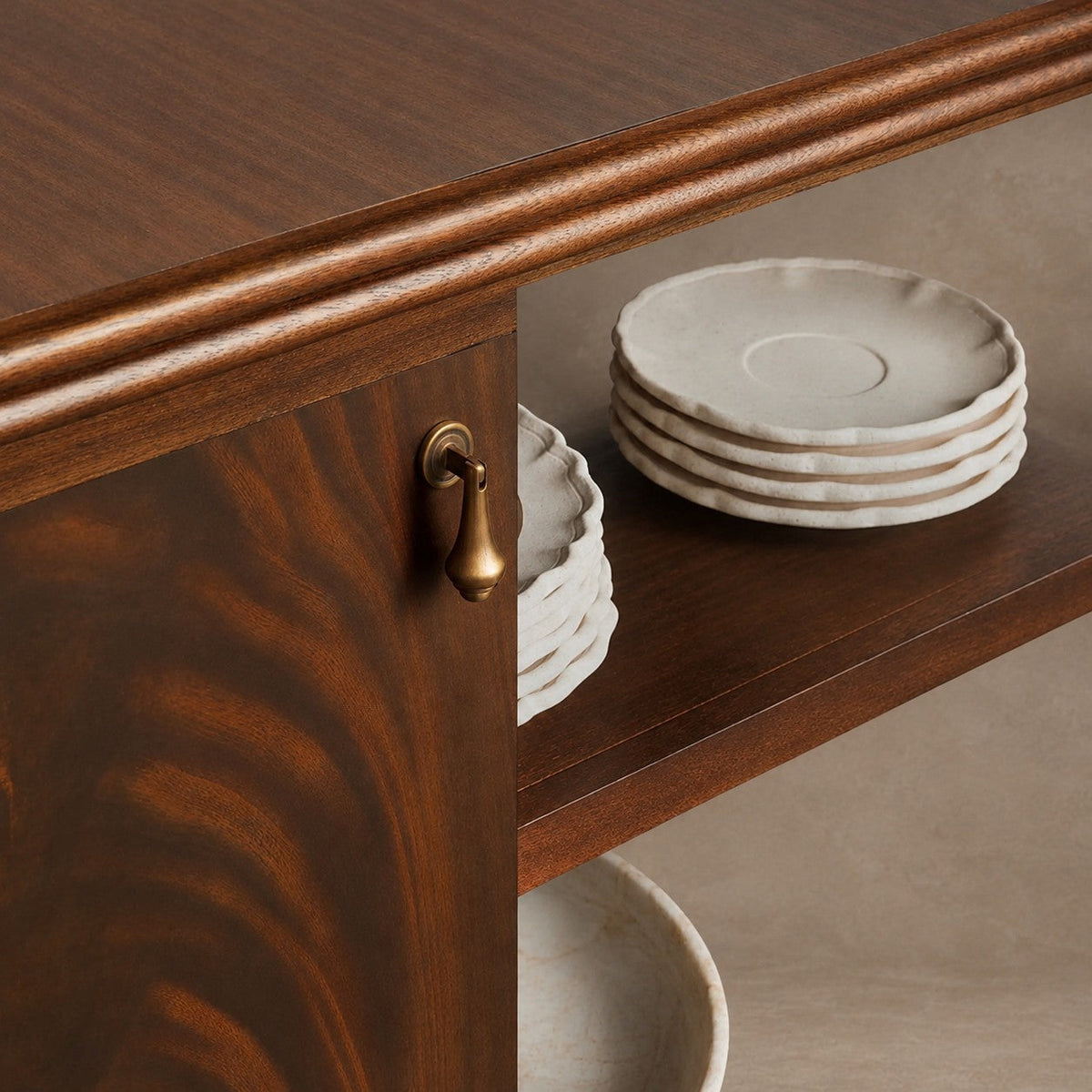 Happyarcadian Vintage Mahogany Wood Storage Sideboard