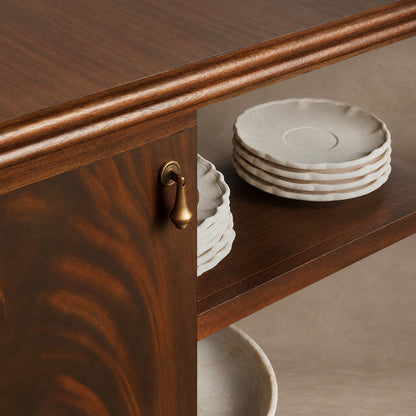 Happyarcadian Vintage Mahogany Wood Storage Sideboard