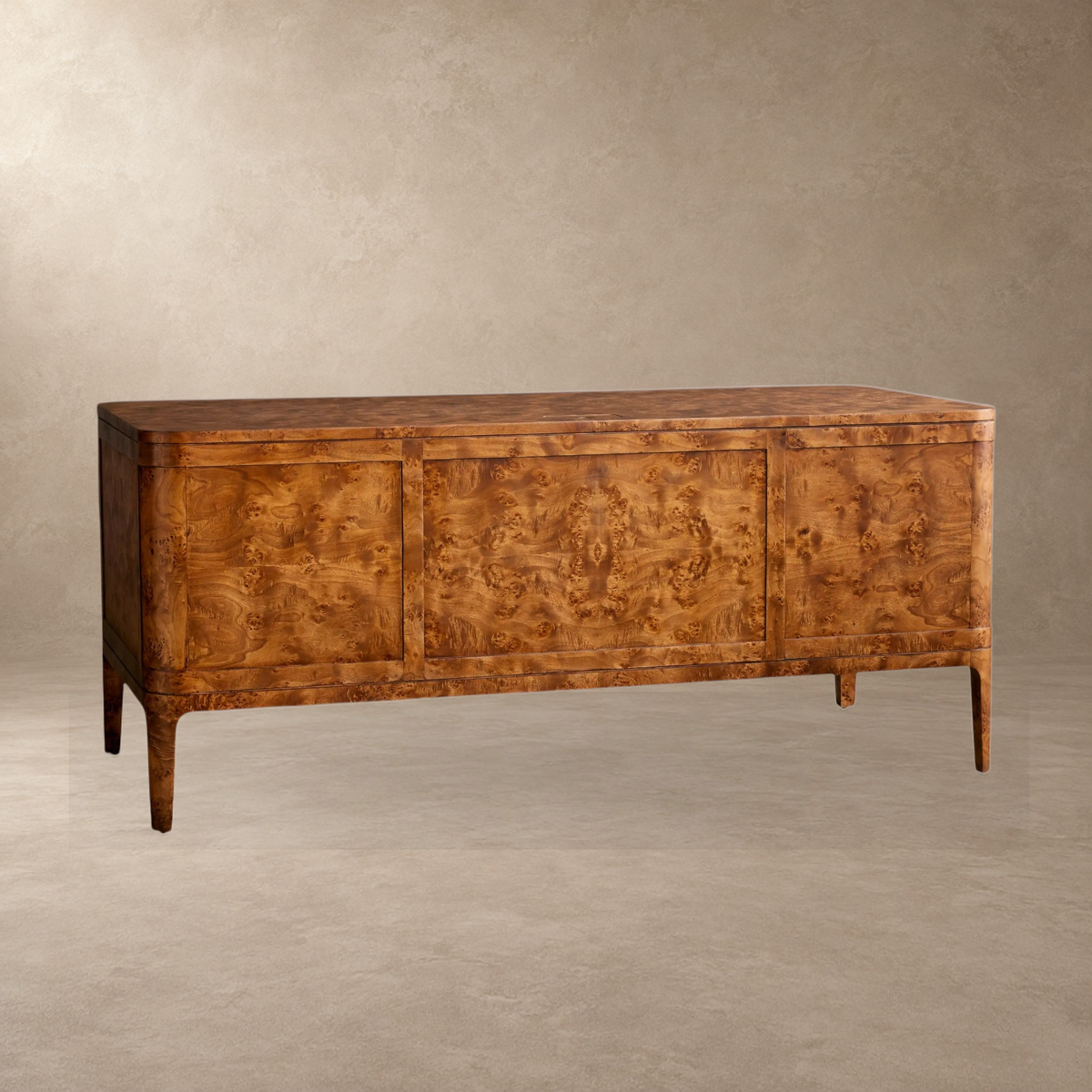 Happyarcadian Mappa Burl Wood Curved Workspace Table