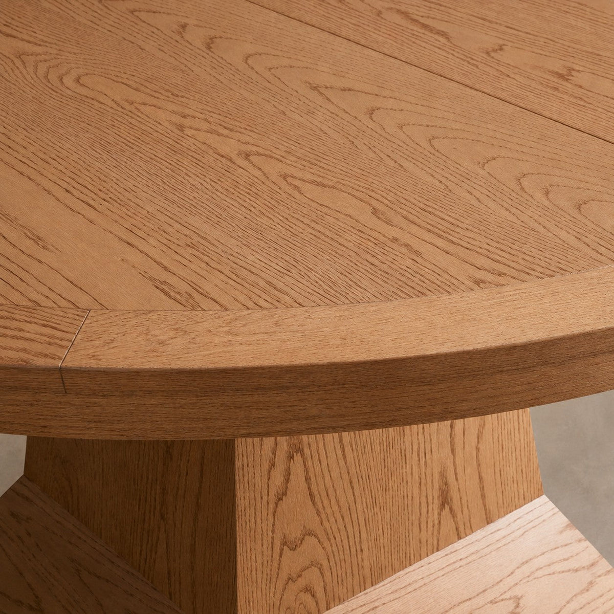 Round Oak Extension Dining Table with Leaves