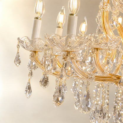 30" 15-Light 2-Tier Maria Theresa Crystal Chandelier - Gold