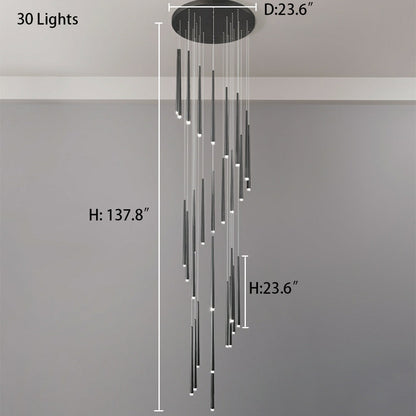 Minimalism Foyer Staircase Chandelier Ceiling Pendant Lighting Fixture For Living Room Entryway In Gold/ Black Finish