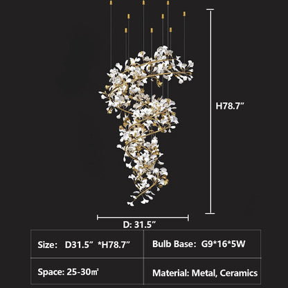 Candy Gingko Chandelier for Living Room/Staircse/Entryway/Foyer