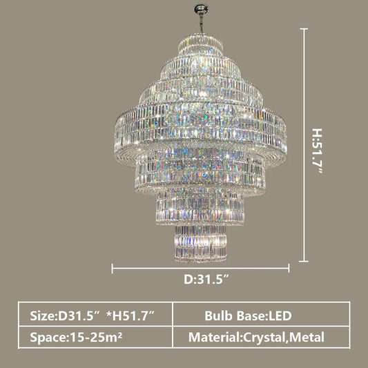 Chandelier Multi Tiered Round Big Bright Flash Light Fixture for Living Room/ Duplex/ Staircase/ Entryway