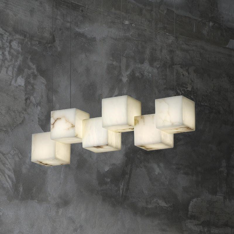 Vasilia Alabaster Cubic Pendant For Dining Table, Kitchen Island Pendant